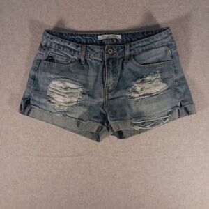 KanCan Mid Rise Distressed Cuffed Leg Denim Jean Shorts Sz 30 Waist KC5142YT